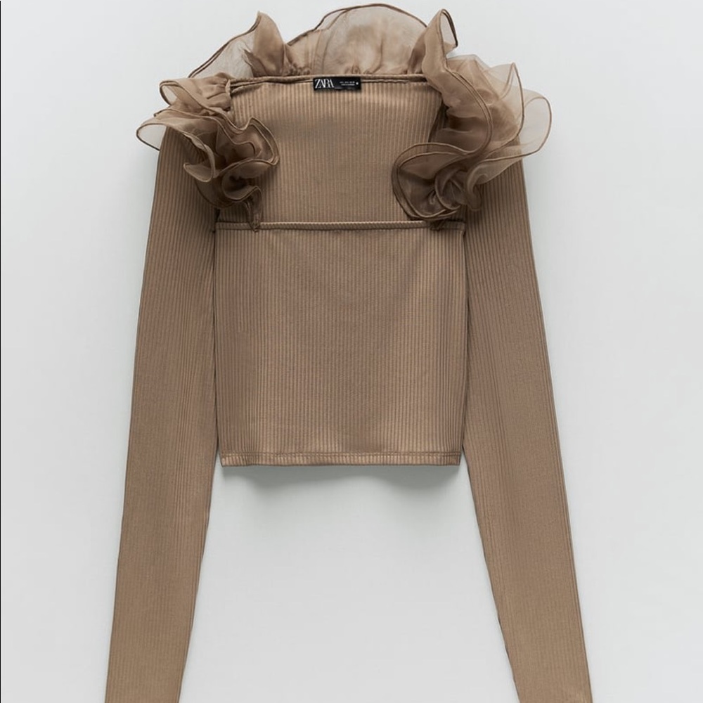 Zara Ruffle Organza Top NWT - Picture 3 of 10